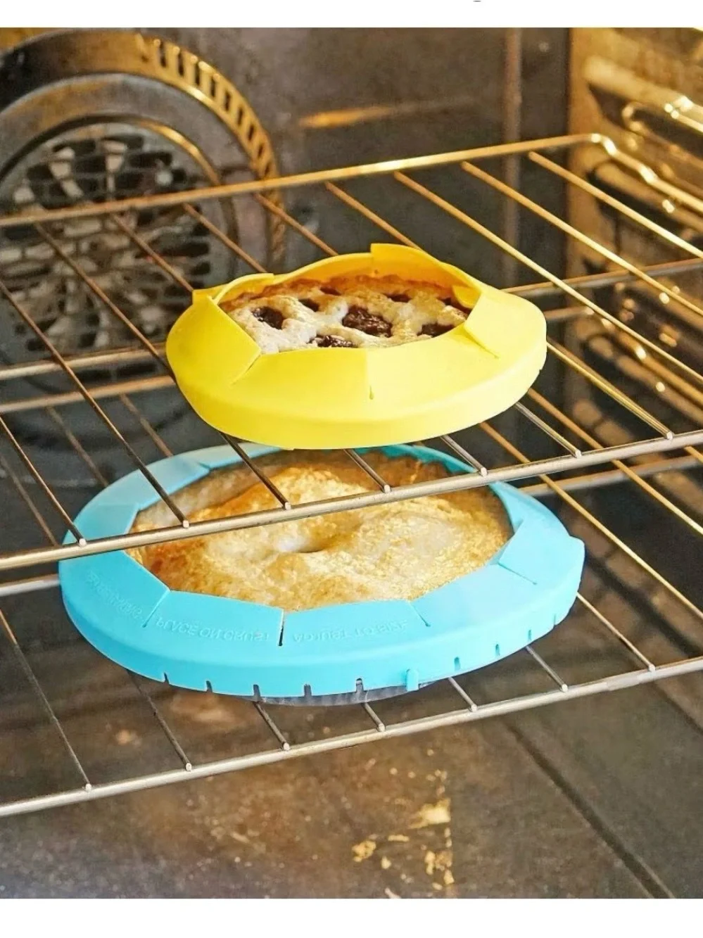 Silicone Pie Crust Shield Ring Set - Red, Yellow, Blue